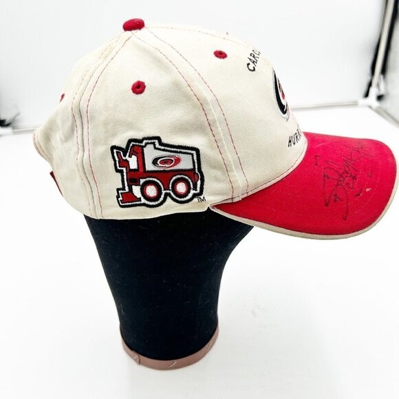 Carolina Hurricanes Youth Hat Cap NHL Hockey Ivory Red Signed Brim - Picture 2 of 7